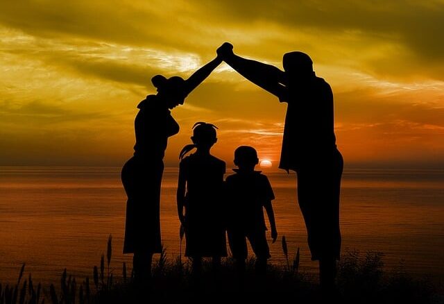 Familie in der Sonne